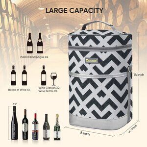 BALEINE 4 Bottle Wine Carrier - Insulated & Leakproof Wine Cooler Bag NWT
